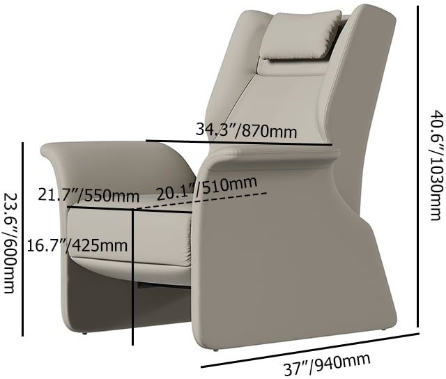 HMR - Modern Recliner Armchair with Adjustable Backrest Faux Leather Accent Chair Living Room