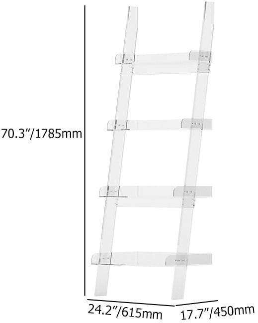 HMR - 4-Shelf Ladder Bookshelf Modern Bookshelf Acrylic Clear Ladder Bookcase