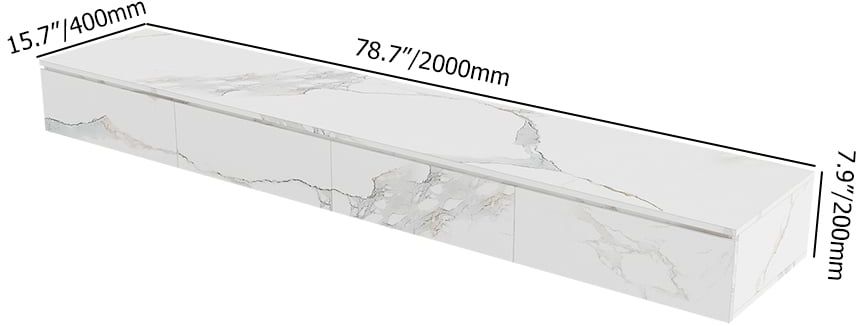 HMR - Floating TV Stand Marble Veneer Wall-Mount Media Console with Storage for TVs up to 85"