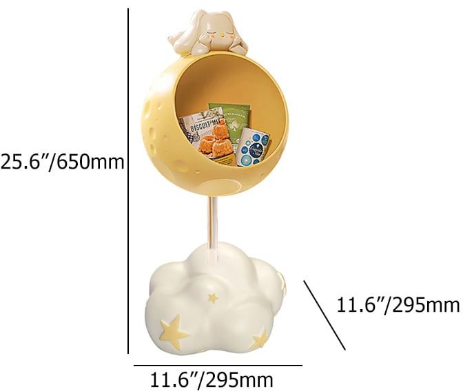 HMR - Cute Flying Rabbit Side Table with Open Storage Floor Resin Bunny End Table