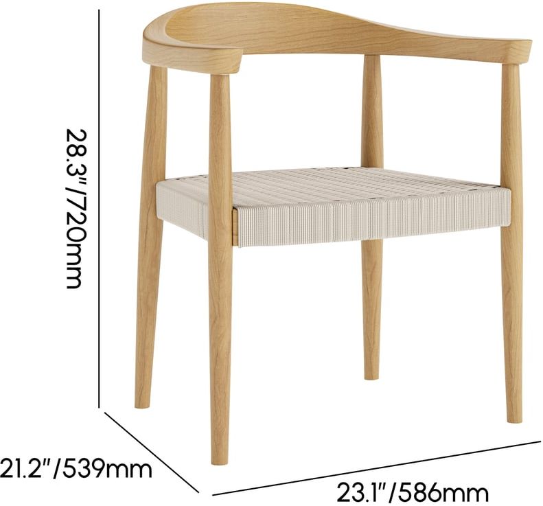 HMR Modern Wood Upholstery Dining Chair - Walnut, Basketweave, 2-Pieces