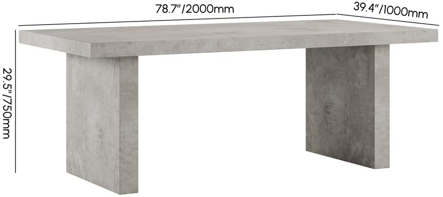 HMR Upoak Series Farmhouse Rectangle Wood Dining Table - Gray, 78.7"L x 39.4"W x 29.5"H