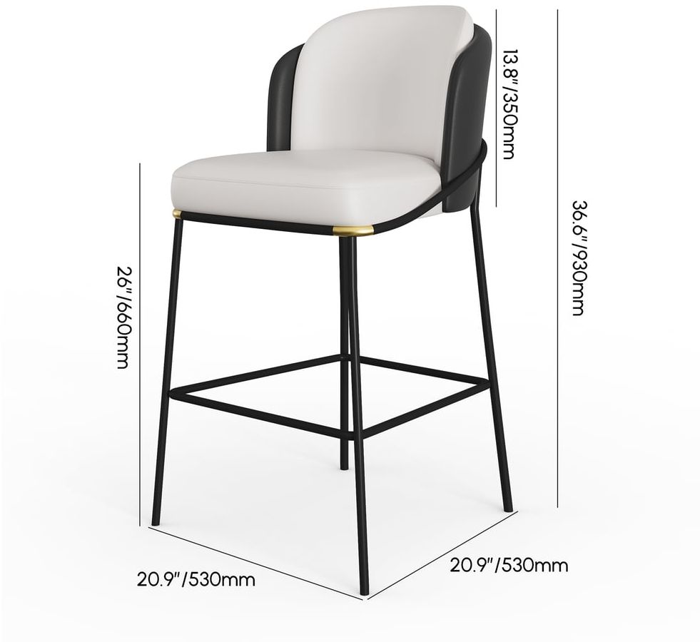 HMR Linenic Series Modern PU Leather Bar Stoolst - Black, 20.9"L x 20.9"W x 36.2"H, 1-Piece