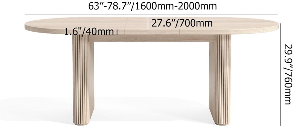 HMR Japandi Oval Extendable Dining Table - Whitewash, 63"-79" (seats 4-6)