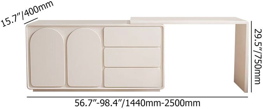 HMR Arem Modern Makeup Vanity Retracted Dressing Table Beauty Station with Drawers - Off-White