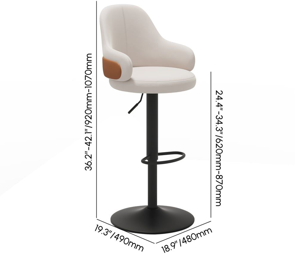 HMR - Modern Adjustable Swivel Velvet Bar Stools or Counter Stools with Upholstery White
