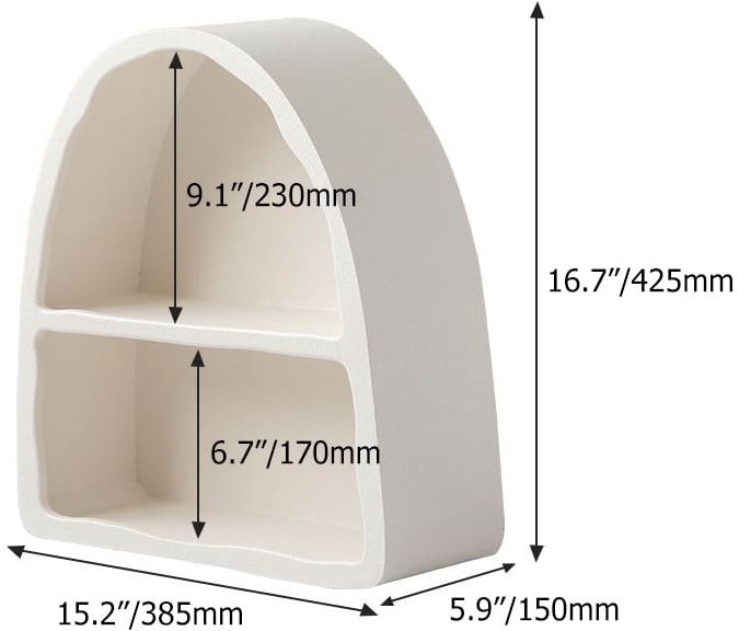 HMR - Codiys Art Deco White Arched Wall Mounted Shelf Wood Floating Shelf with Open Storage