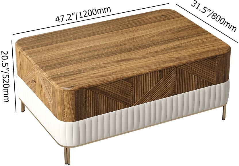 HMR - Wovent Mid-Century Modern Walnut Wood Rectangular Coffee Table with Storage