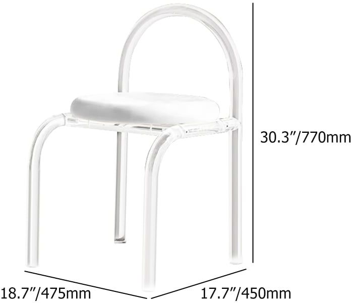 HMR - Modern White Vanity Stool with Back Velvet Upholstered Acrylic Chair for Bedroom