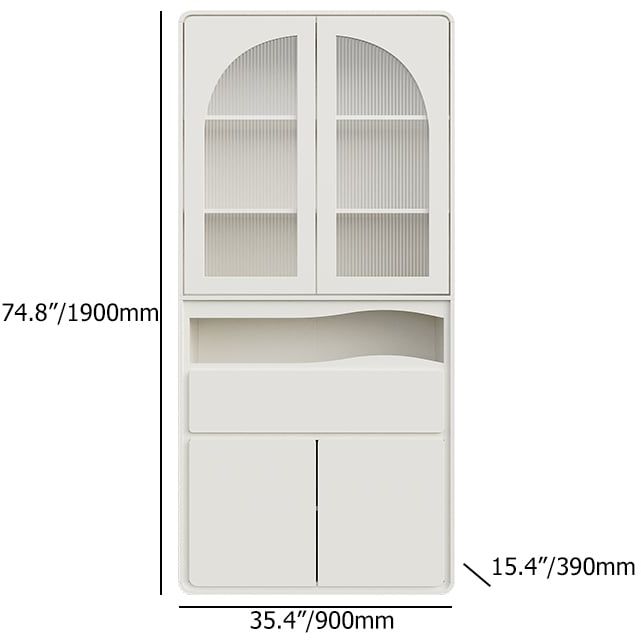 HMR - 74.8" Modern Modular Bookcase with 4 Doors and 1 Drawer White Wooden Bookshelf Storage
