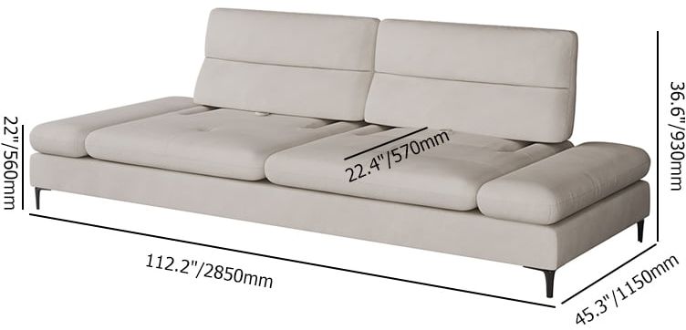 HMR - 112.2" Modern Velvet Extra Deep Seat 4 Seater Sofa with Adjustable Armrest & Backrest