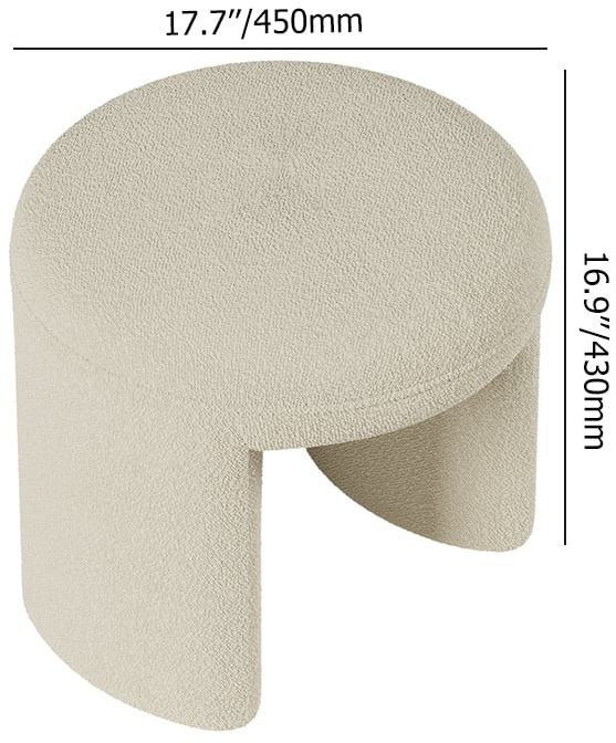 HMR Modern Boucle Vanity Stool Backless Makeup Accent Chair - White