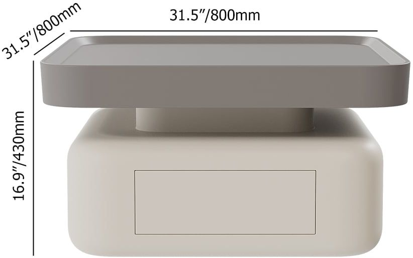 HMR - Solid Coffee Table with 2 Drawers Storage Square Living Room