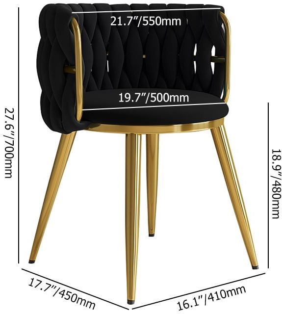 HMR Sweave Nordic Barrel Dining Chair with Velvet Upholstery - Black