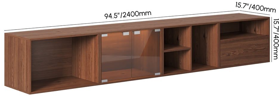 HMR - 94.5" Walnut Modular TV Stand with Storage