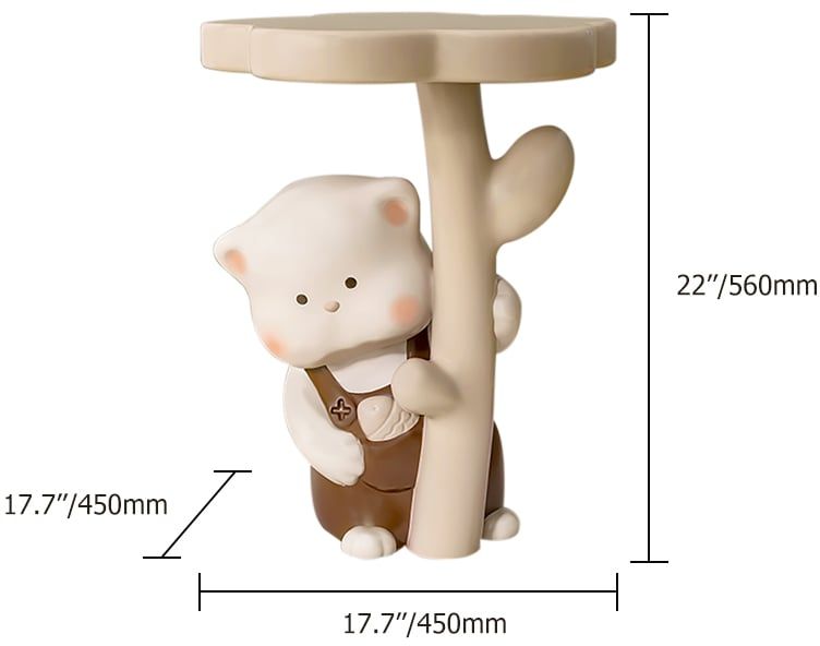 HMR - Modern Multi-color Cat Side Table with Flower Shape Tabletop Resin