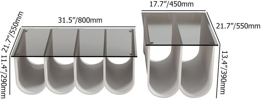 HMR - 2-Piece Square Coffee Table Set with Black Clear Glass Tabletop & White Metal Arch Base