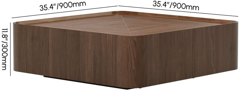 HMR - 35" Square Walnut Mid Century Coffee Table with Storage