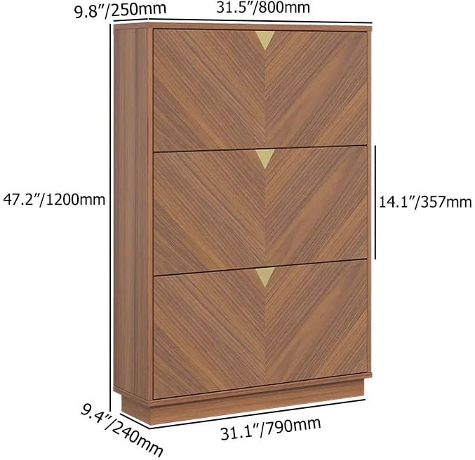 HMR - Capet Walnut Narrow Shoe Storage Cabinet with Flip Down Large Capacity up to 20 Pairs
