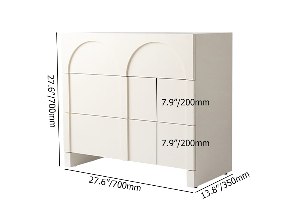 HMR Japandi Cream White Dresser Nordic Arch Chest - 3 Drawers Storage Cabinet