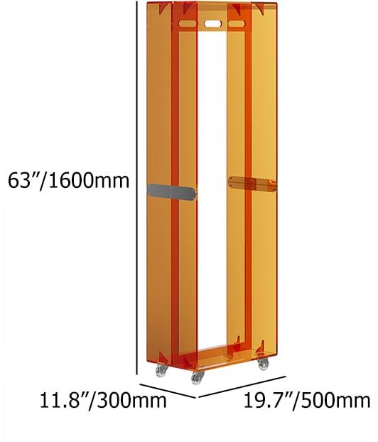 HMR - 63" Modern Orange Narrow Hall Tree for Closet with Rolling Casters & 3 Hanging Area