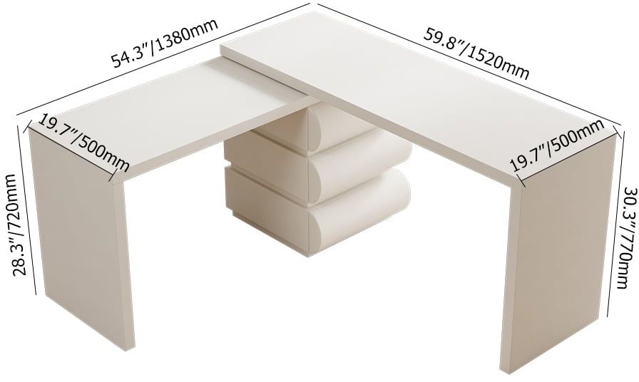 HMR - Humply Modern Minimalist Style L Shaped Desk Solid 60 Inch Executive Office Desk