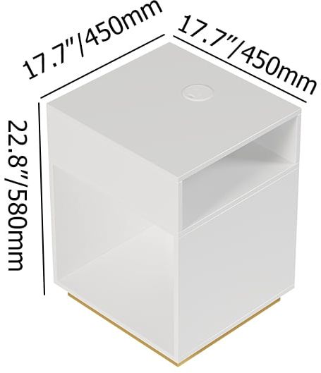 HMR - Mordelle Modern Side Table with Open Storage End Table with Charging Station Nightstand