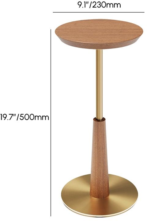 HMR - 9" Round Walnut Mid Century Drink Table