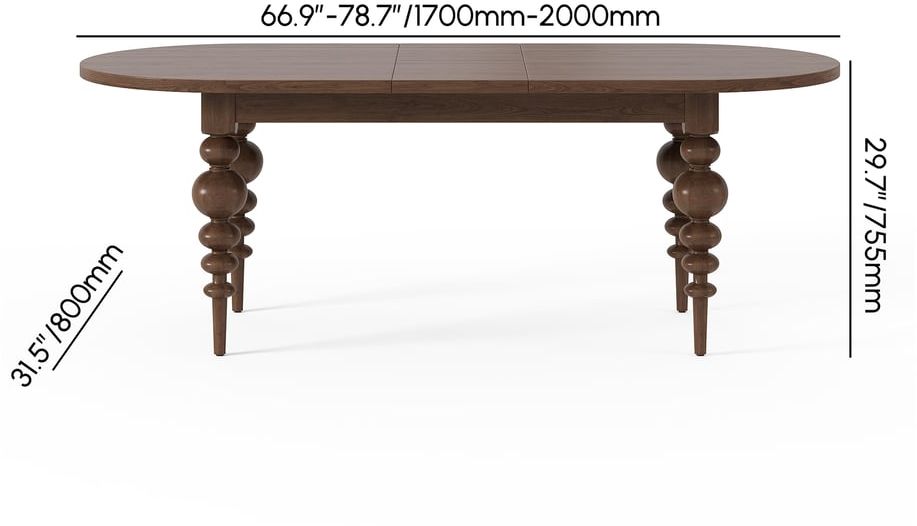 HMR Mid-Century Oval Extendable Dining Table - Walnut, 67"-79" (seats 4-8)