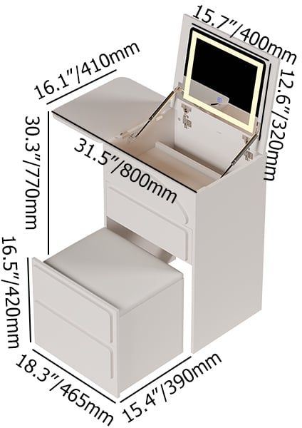 HMR - Mini Smart Makeup Vanity Set with with Mirror & Lights