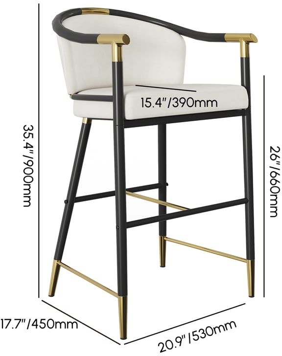 HMR - Craines Series Modern Velvet Upholstered Counter Stools - Beige
