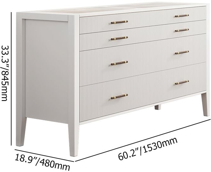 HMR - Fluted 8-Drawer Dresser with Tempered Glass Top & Jewelry Display