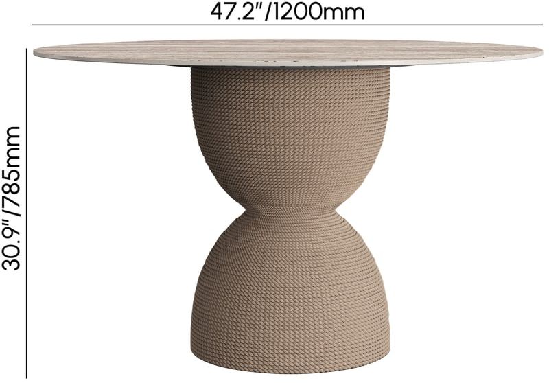 HMR - 47.2" Modern Style Round Sintered Stone Dining Table Seats 4-6 People