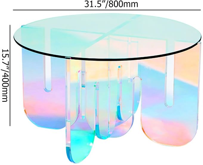 HMR - Iridescent Transparent Acrylic Modern Design Fashionable Round Coffee Table