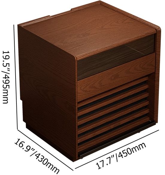HMR Modern Walnut Nightstand with Light Wood Bedside Table with 2 Drawers - Walnut, Single