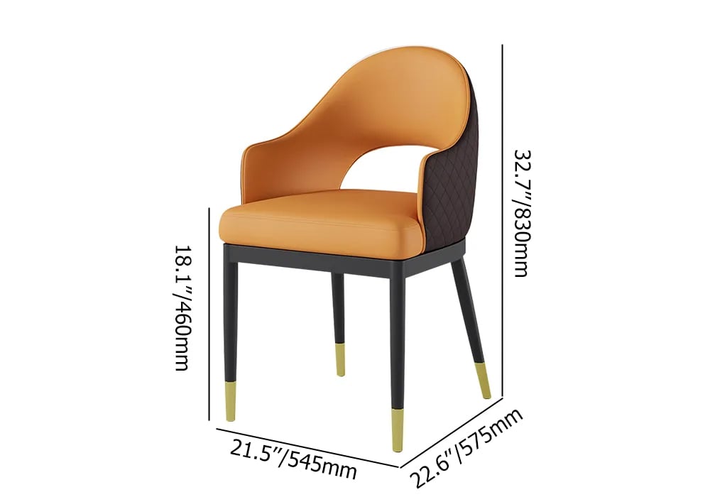 HMR Modern Dining Chair with PU Leather Upholstery (Set of 2) - Orange/Coffee