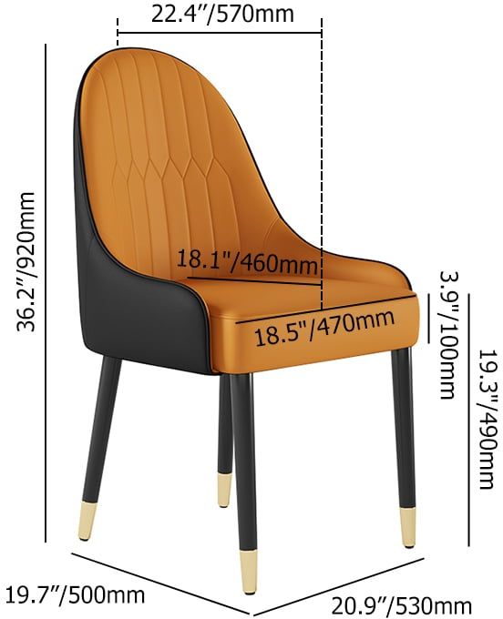 HMR Darg Series Modern PU Leather Upholstery Dining Chairs - White/Black, Set of 6