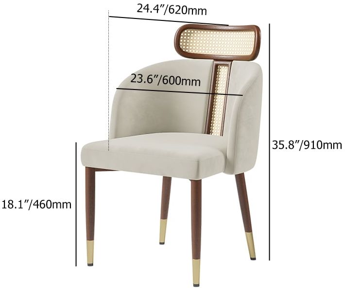 HMR Mid-Century Modern Dining Chairs with Velvet Upholstery (Set of 2) - Off-White