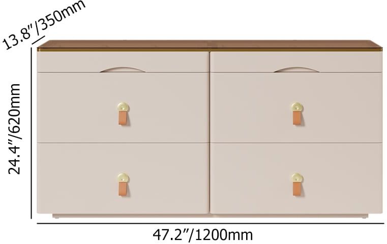 HMR Chanor 47" Glass Top 6-Drawer Dresser - Champagne