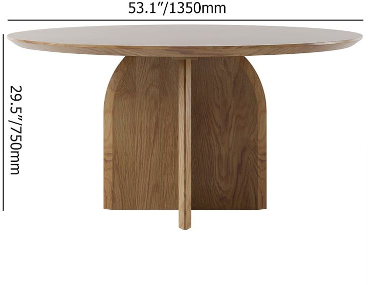 HMR Modern Wood Round Dining Table - Walnut, 53.1" (Seats 4-6 People)
