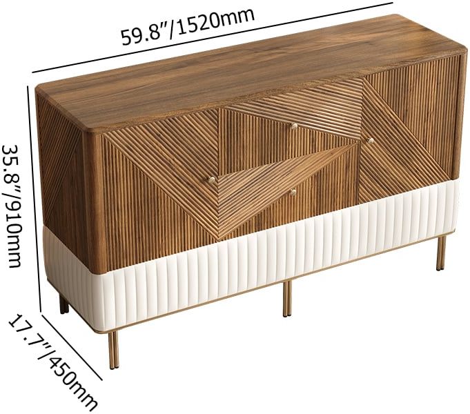 HMR - Wovent 60" Mid-Century Modern Walnut Sideboard Wood Kitchen Buffet with Storage