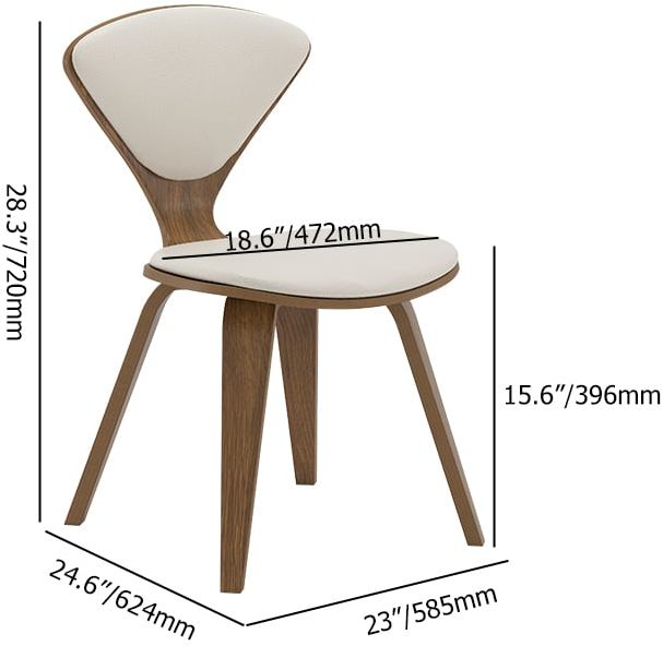HMR Mid-Century Modern Dining Chairs PU Leather Upholstery Walnut & White - Set of 8