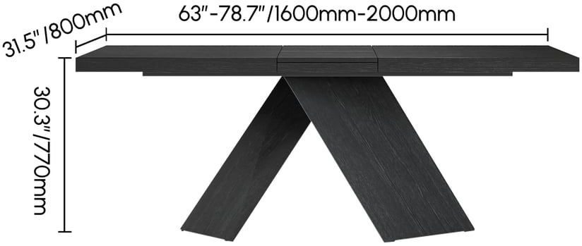 HMR Farmhouse Extendable Wood Dining Table - Black, 63"-79" (seats 6-8)