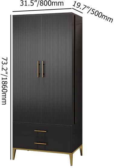 HMR - Black Bar Cabinet with Door Modern Storage Home Bar Cabinet with Glass Rack&Drawers