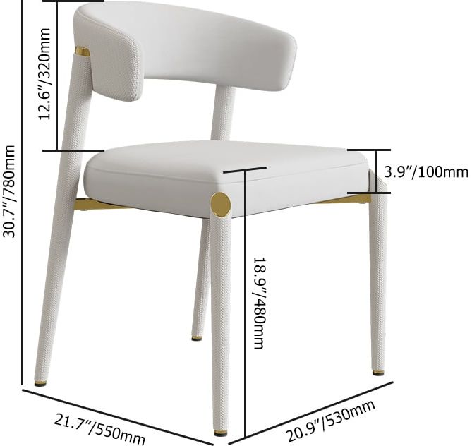 HMR - Set of 2 Modern Dining Chairs with PU Leather Upholstery White