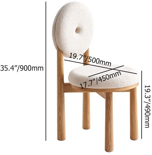 HMR - Japandi Modern Dining Chairs with Sherpa Upholstery White