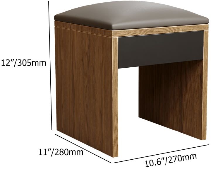HMR - 11" Faux Leather Walnut Upholstered Stools (Set of 2)
