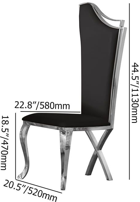 HMR Affordable Luxury Modern Dining Chairs with PU Leather Upholstery (Set of 2) - Black/Silver