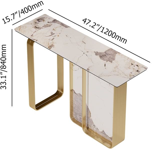 HMR - 47" W Modern Sintered Stone Console Table with Gold Stainless Steel Frame