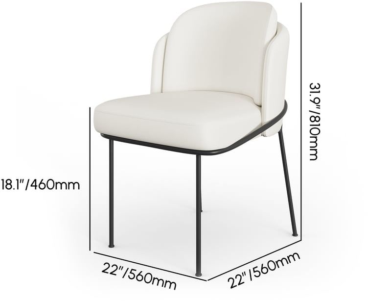 HMR Linenic Series Modern Dining Chairs with Linen Upholstery - White/Black, Set of 8